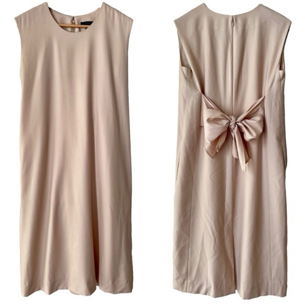 J.CREW Wool Sheath Dress with Waist Tie Beige Size 2